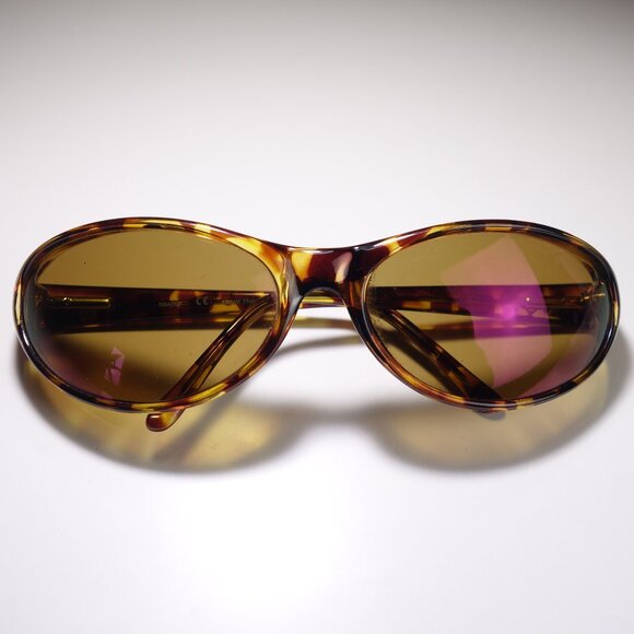 Vtg Revo Extreme Tortoise Frame Sunglasses Made In France w/ Purple Mirror Lens